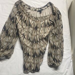 INC International Concepts Patterned Beige and Black Blouse